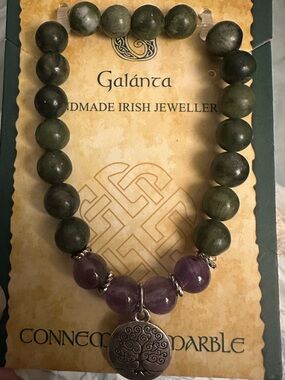 Galánca Connemara Marble & Amethyst Tree of Life Bracelet Hand Made in Ireland